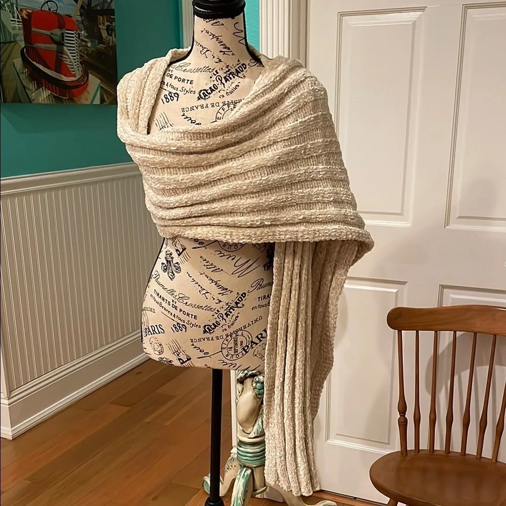 Cozy Cream Knit Scarf Wrap